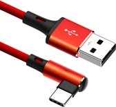 Câble USB C | USB C vers USB A | USB 3.0 | Angulaire | Câble de charge | Taux de transfert de 5 Gb/s | Gaine en nylon tressé | Pour Samsung, Huawei, OnePlus, Oppo, Sony, Macbook Pro, Chromebook | Rouge | 0,5 mètre | Allteq