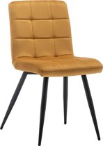 IN.HOMEXL – Bastion Square - Geel - Eetkamerstoel met zonder armleuning - Fluweel Stoel - Eetstoelen - Velvet Eetkamerstoel - Metaalpoot - Fluweel Stoelen - Eetkamerstoel set van 2