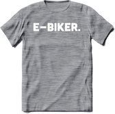 E-bike Fiets T-Shirt | Wielrennen | Mountainbike | MTB | Kleding - Donker Grijs - Gemaleerd - M