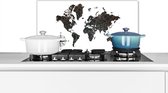Spatscherm keuken 60x30 cm - Kookplaat achterwand Wereldkaart - Windroos - Goud - Design - Muurbeschermer - Spatwand fornuis - Hoogwaardig aluminium