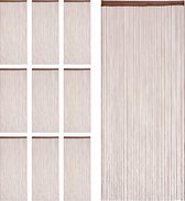 Relaxdays 10x draadgordijn - deurgordijn met franjes - draadjesgordijn - 90x245 cm - bruin