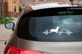 Teckel sticker 3x  – autosticker - stickers voor raam auto deur muur laptop - heartbeat – ras - hondensticker - hondenlijn - Doglove - Abany quality design