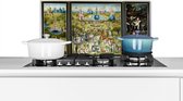Spatscherm keuken 70x30 cm - Kookplaat achterwand Tuin der lusten - schilderij van Jheronimus Bosch - Muurbeschermer - Spatwand fornuis - Hoogwaardig aluminium