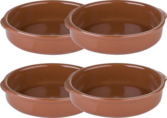 8x Ovenschalen terracotta 20 cm van aardewerk - 400 ml - Tapas schalen