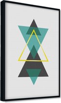 Akoestische panelen - Geluidsisolatie - Akoestische wandpanelen - Akoestisch schilderij AcousticPro® - paneel met grafisch groene elementen - Design 36 - basic - 60x90 - zwart- Wan
