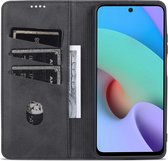 AZNS Xiaomi Redmi 10 Hoesje Portemonnee Book Case Kunstleer Zwart