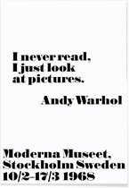 JUNIQE - Poster Andy Warhol - I never read -100x70 /Zwart