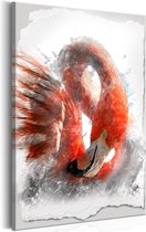 Schilderij - Red Flamingo.