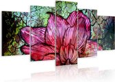Schilderij - Flowery stained glass.