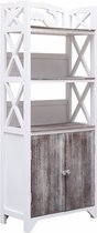 Decoways - Badkamerkast 46x24x116 cm paulowniahout wit en bruin