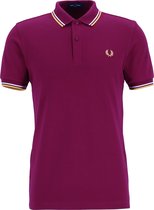 Fred Perry M3600 polo twin tipped shirt - heren polo - Tawny Port / Ecru / Gold -  Maat: XL