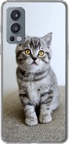 Geschikt voor OnePlus Nord 2 5G hoesje - Kitten - Ogen - Geel - Meisjes - Kinderen - Jongens - Kids - Siliconen Telefoonhoesje