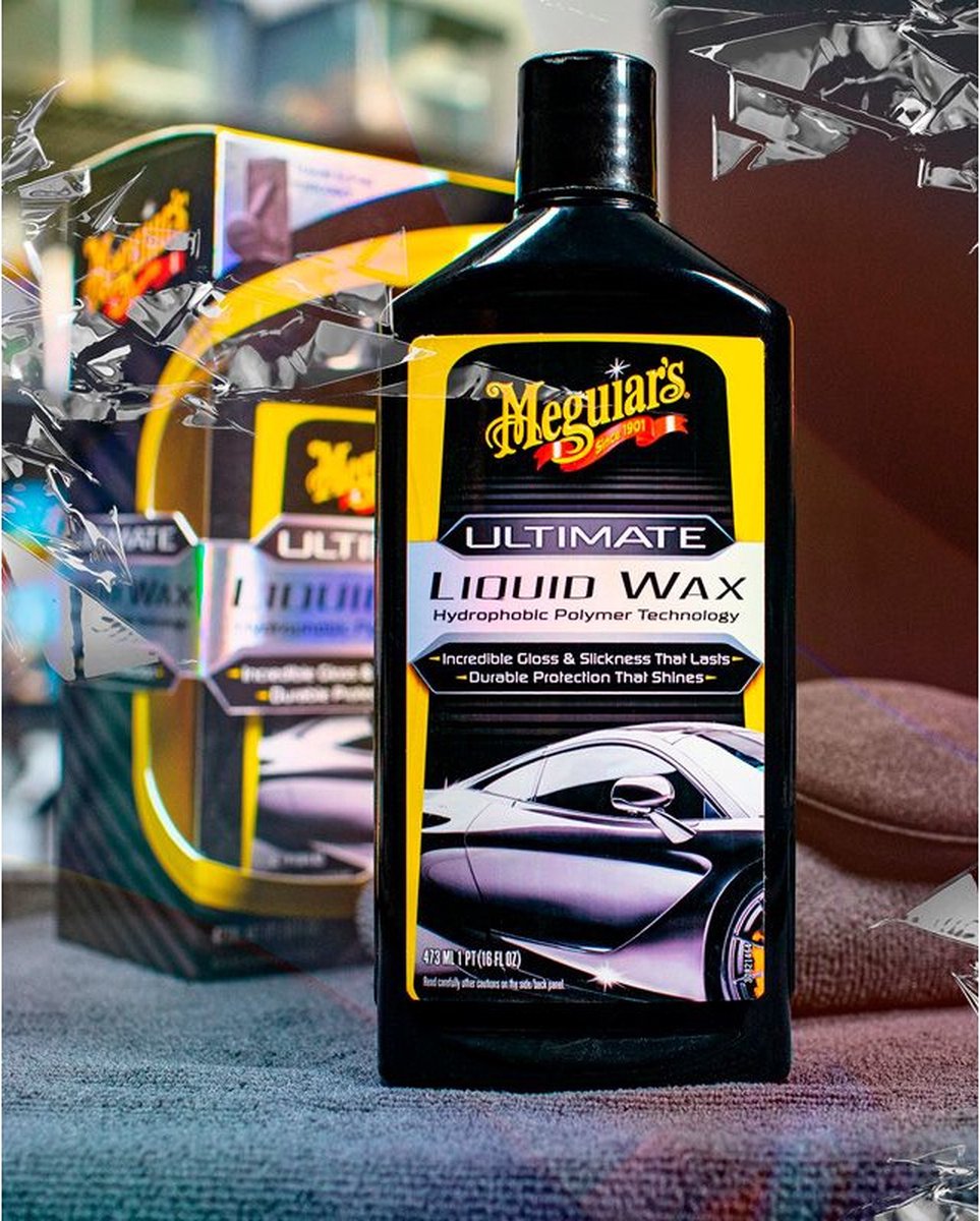 Meguiar’s Ultimate Liquid Wax 473ml Set – 3-Delige Autowax Set – Spiegelglans & Reflectie – Inclusief Applicator & Microvezeldoek – foto 2