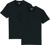 BasicT - T-shirt - 2 pak - Zwart - L - Organisch katoen