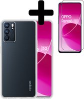 Oppo Reno 6 Hoesje Case Cover Met Screenprotector - Siliconen Oppo Reno 6 Hoes Met Screenprotector - Transparant