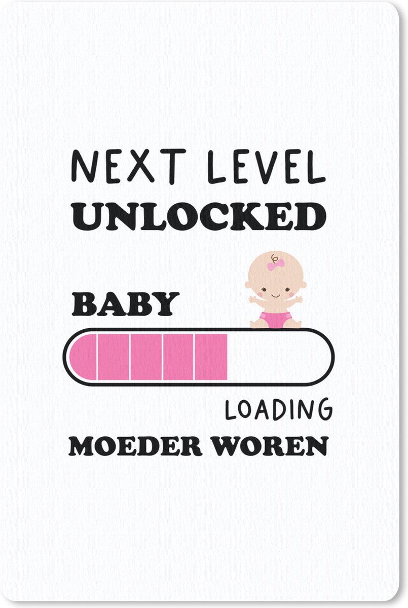 Muismat - Mousepad - Spreuken - Next level unlocked: baby. Loading moeder worden - Quotes - Mama - 18x27 cm - Muismatten - Vaderdag cadeau - Geschenk - Cadeautje voor hem - Tip - Mannen