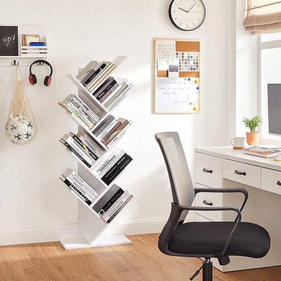 Bobbel Home - Witte Boekenkast - Staande Boekenkast - 8 Planken - Hout van Bobbel Home — afbeelding 2