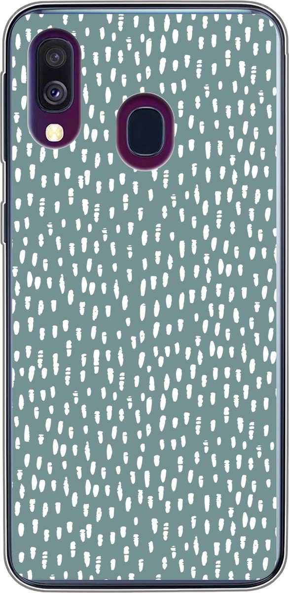 Telefoonhoesje Geschikt voor Samsung Galaxy A40 hoesje - Stippen - Wit - Groen - Siliconen Telefoonhoesje Telefoonhoesje