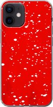 Geschikt voor iPhone 12 hoesje - Stippen - Rood - Paddenstoel - Siliconen Telefoonhoesje