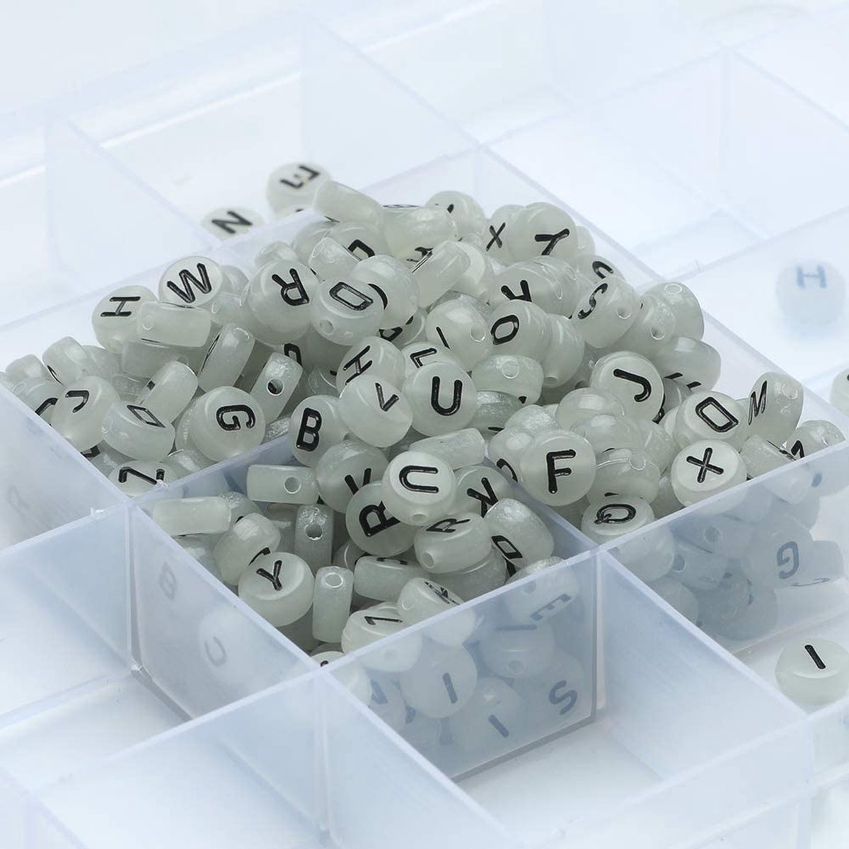 Behave Letterkralen Set - Glow in the Dark - Acryl - Kralen - Alfabet Kralen - Bedels - 7mm - 624 Stuks — afbeelding 5