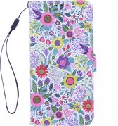 LuxeBass Boekhoesje met print geschikt voor OPPO A15 - Flowers - telefoonhoes - gsm hoes - telefoonhoesjes