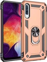 LuxeBass Hoesje geschikt voor Samsung Galaxy A50(s) Hoesje - Anti-Shock Hybrid Ring Armor Goud