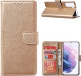 LuxeBass Hoesje geschikt voor Samsung Galaxy A72 - Bookcase Goud - portemonnee hoesje - telefoonhoes - gsm hoes - telefoonhoesjes