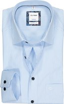 OLYMP Tendenz modern fit overhemd - lichtblauw met wit gestreept - Strijkvriendelijk - Boordmaat: 45