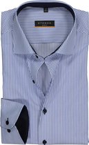 ETERNA slim fit overhemd - twill heren overhemd - blauw met wit gestreept (blauw contrast) - Strijkvrij - Boordmaat: 38