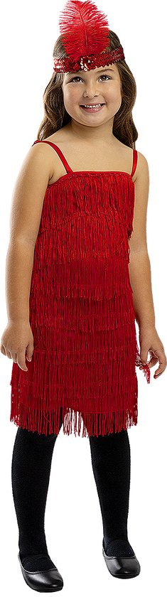 FUNIDELIA Rood Flapper kostuum voor meisjes - 5-6 jaar (110-122 cm)