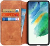 DG Ming Samsung Galaxy S21 FE Hoesje Retro Wallet Book Case Lichtbruin