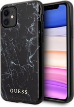 iPhone 11/XR Backcase hoesje - Guess - Marmer look Zwart - Glas