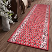 Tapiso Bali PP Tapijtloper Rood Klassiek Gang Woonkamer Slaapkamer Vloerkleed Maat- 80x1250