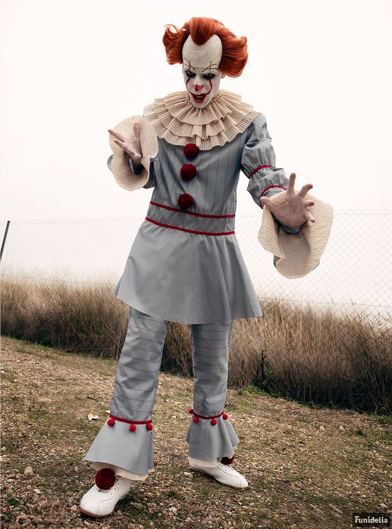FUNIDELIA Pennywise Suit - IT: Chapter 2 for Men Pennywise - Taille: S - Grijs / Argent