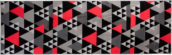Tapiso Maya Tapis de couloir Zwart Rouge Couloir Moderne Salon Couloir Taille - 80x500