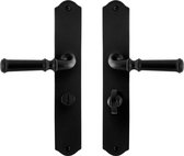 GPF6220.60 smeedijzer zwart Meri deurkruk op schild WC55/8, 238x41x4mm