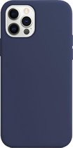 Siliconen Backcover Hoesje iPhone 12 Pro Max Blauw - Telefoonhoesje - Smartphonehoesje - Zonder Screen Protector