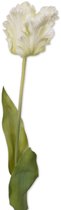 Viv! Home Luxuries Tulp Papegaai - zijden bloem - wit - 71cm - Topkwaliteit