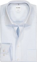 OLYMP Luxor comfort fit overhemd - wit met lichtblauw dessin - Strijkvrij - Boordmaat: 48