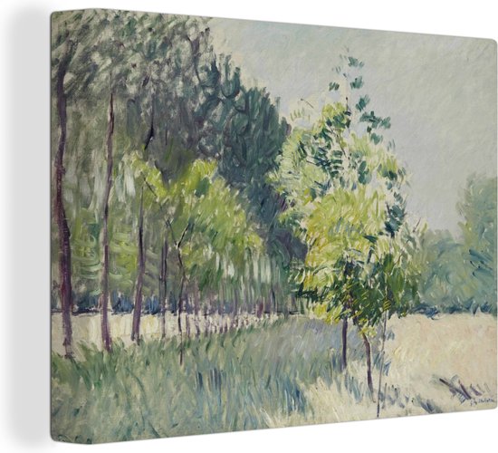 Canvas Schilderij Boomgaard en laan met bomen - Schilderij van Gustave Caillebotte - 40x30 cm - Wanddecoratie