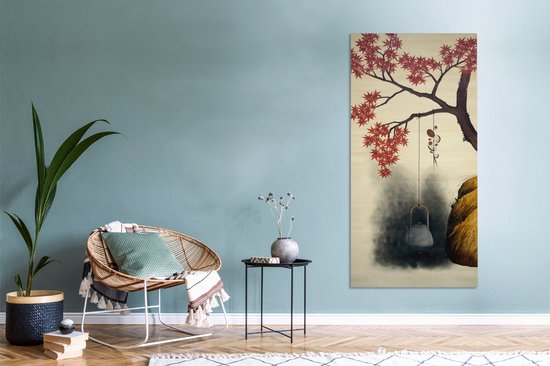 Tableau sur Toile Esdoorn en Automne - Peinture de Shibata Zeshin - 80x160 cm - Décoration murale