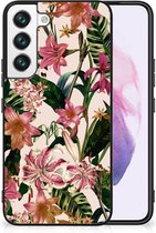 Leuk TPU Back Case Geschikt voor Samsung Galaxy S22 Telefoon Hoesje met Zwarte rand Bloemen