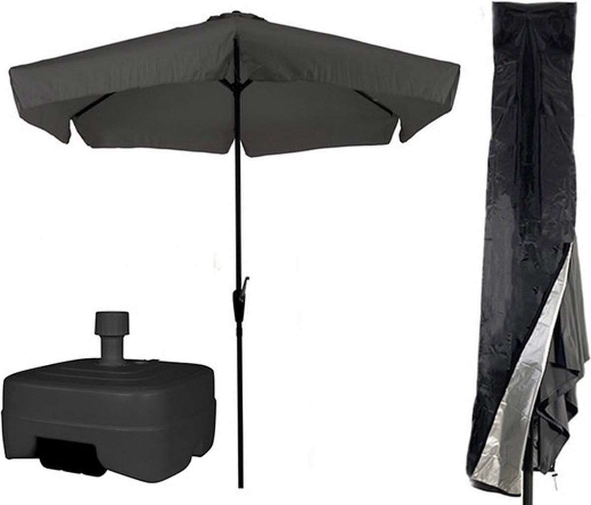 Bol.com CUHOC Grijze / Antraciete Parasol - Parasolhoes - Extra Zware Vulbare Verrijdbare Parasolvoet - parasol met voet, paraso... aanbieding