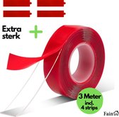 Fain® Dubbelzijdige Tape – 3 Meter lang – incl. 4 gratis pads – Montagetape – Extra sterk – Nano tape – Transparant – Led strips