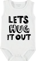 Baby Rompertje met tekst 'Lets hug it out' | mouwloos l | wit zwart | maat 50/56 | cadeau | Kraamcadeau | Kraamkado