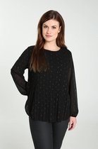 Cassis Dames Hemd met plooitjes en een goudkleurig lurexdetail - Blouse - Maat 38