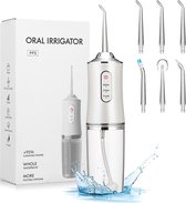 Tandsa Elektrische Waterflosser - Draagbare Waterflosser - Monddouche - Waterflosser Draadloos - Tandsteen Verwijderen - USB Oplaadbaar - Watertank - Wit