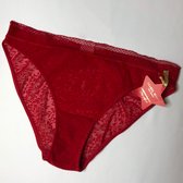 Ysabel Mora | Kerst slip kadoverpakking| Mesh slip met leaves patroon | Maat M | Rood