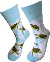 Verjaardag cadeau - SCHILDPAD - Grappige sokken - Schildpadsokken - Leuke sokken - Vrolijke sokken - Luckyday Socks - Cadeau sokken - Socks waar je Happy van wordt - Maat 39-41