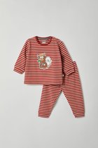 Woody pyjama baby jongens - rood-beige gestreept - highlander koe - 212-3-PZL-Z/915 - maat 74